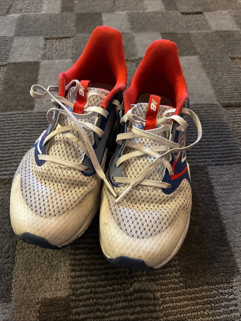 New Balance White Navy Sneakers with Red Lining - Kids size 3W